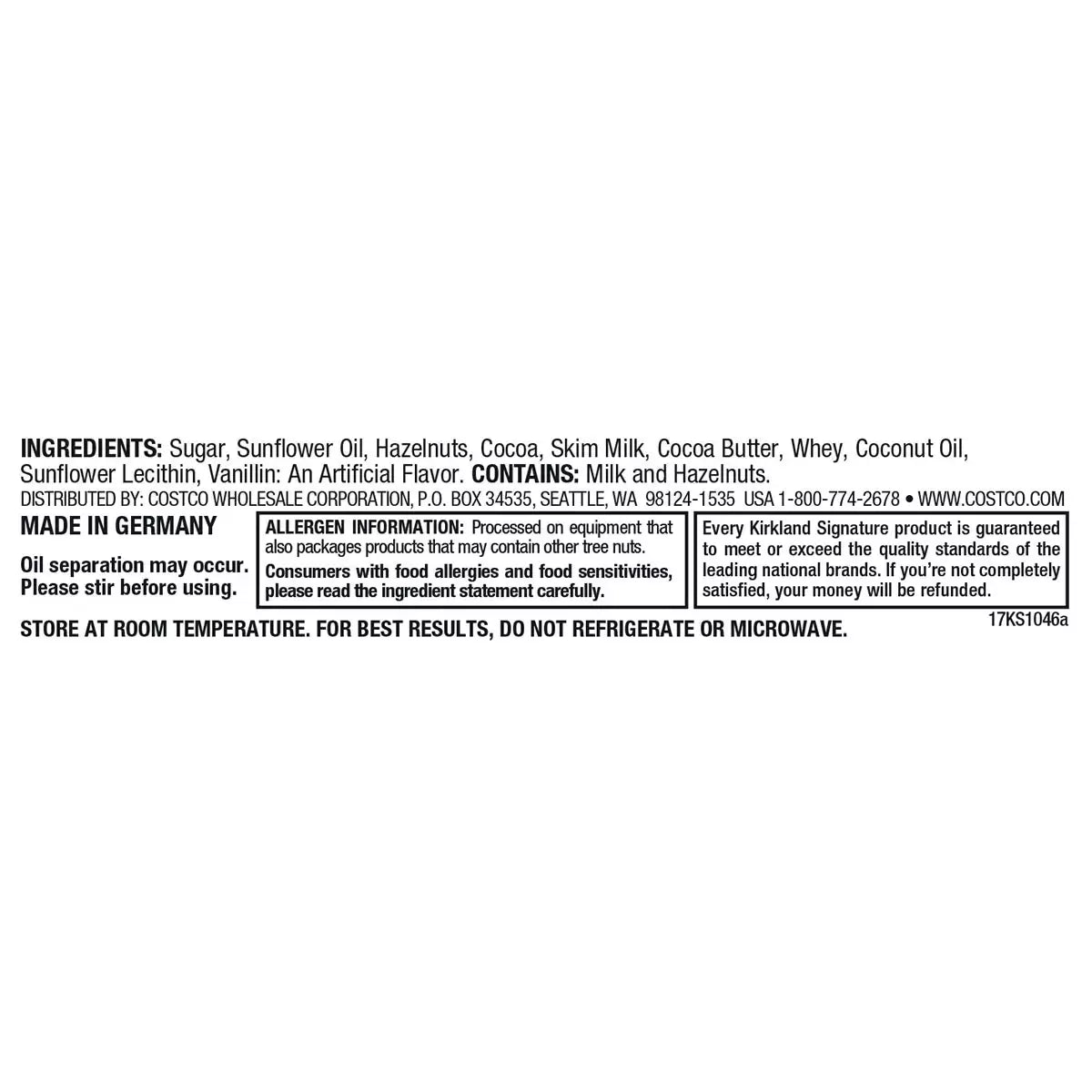 Kirkland Signature Hazelnut Spread 2x1kg