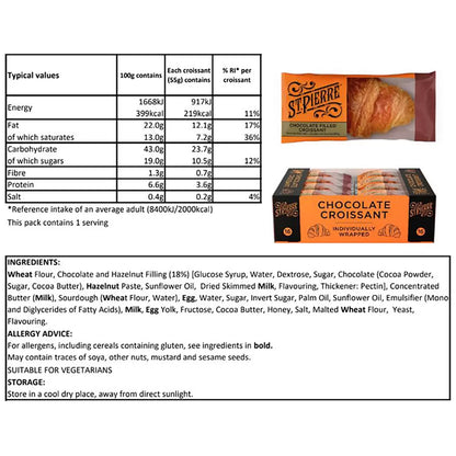 St. Pierre Chocolate Filled Croissant, 16 x 55g