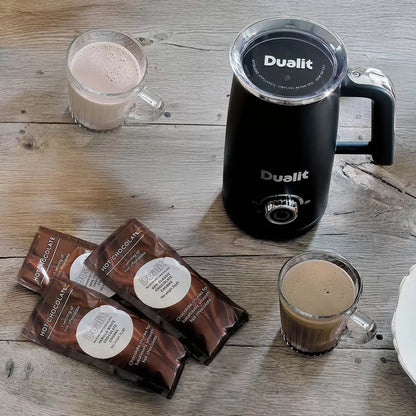 Dualit Milk Frother & Hot Chocolate Maker Max with 4 x Single Serve Belgian Chocolate Sachets , 10140