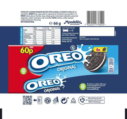 Oreo Original Sandwich Biscuit Snack Pack 20x66g