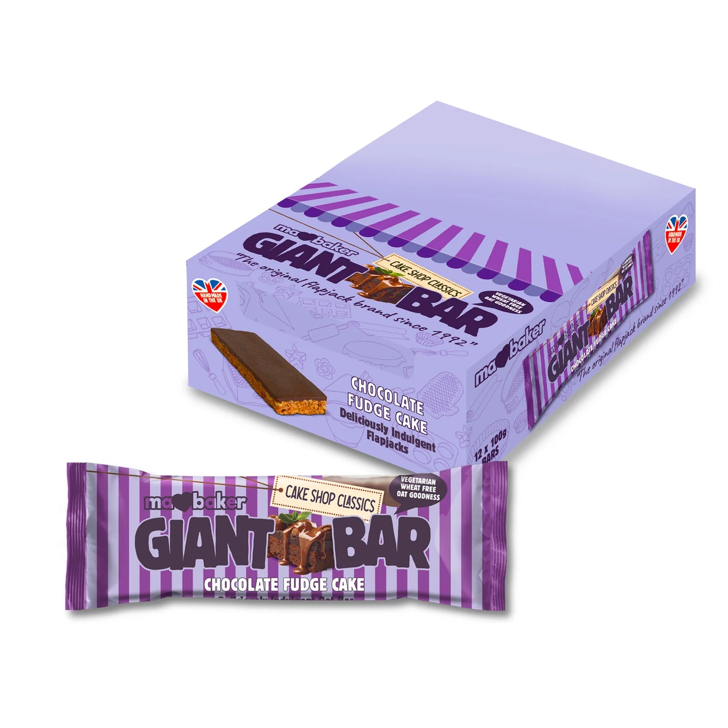 Box of Nestle Giant Bar Chocolate Fudge Cake on a white background
